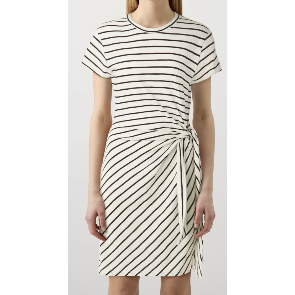 Gap Forever Soft Sarong Mini Dress Black White Stripes Womens M